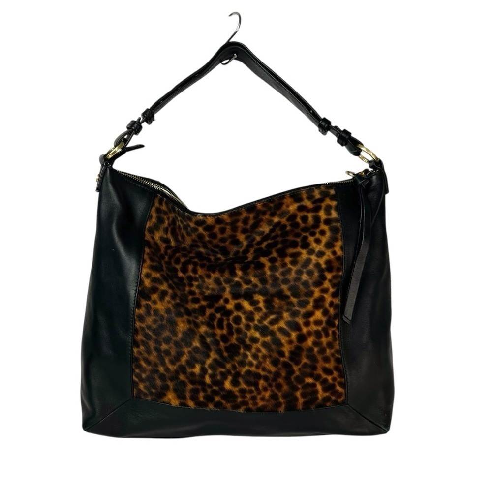 Boden Black and Leopard Print Tote Bag